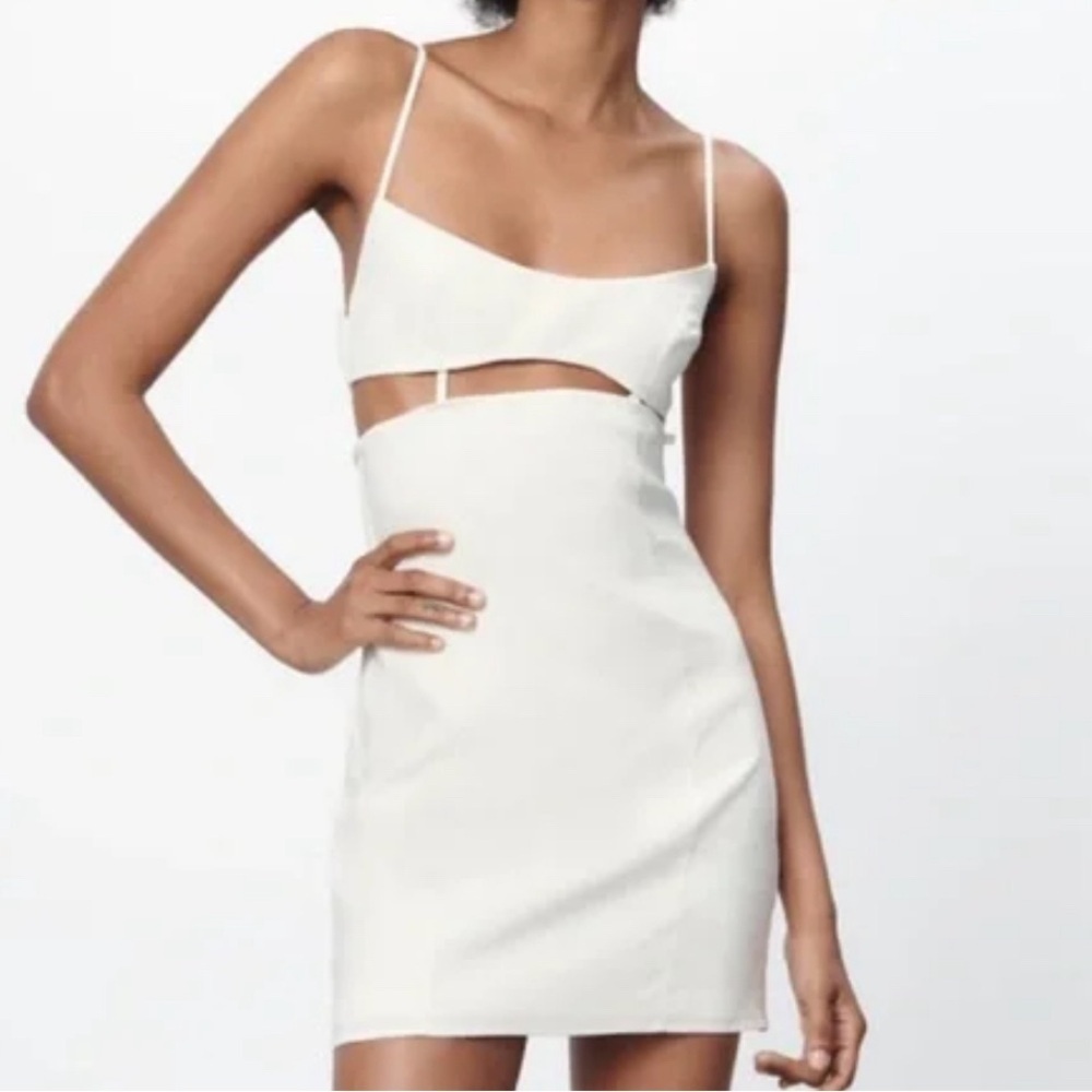 Zara White Cutout Slip Dress